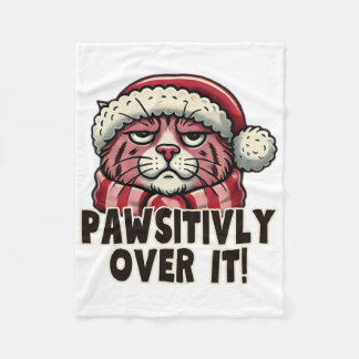 Couverture Polaire Pawsitively Over It Funny Grumpy Pink Cat Christma