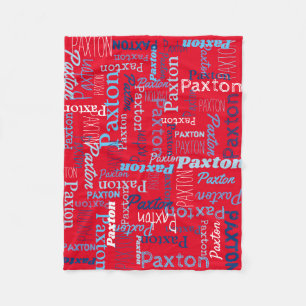 Couverture Polaire Paxton nom personnalisé rouge bleu blanc
