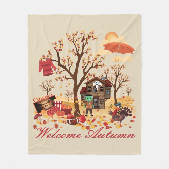 Couverture Polaire Paysage bienvenu d'automne d'automne (Devant)
