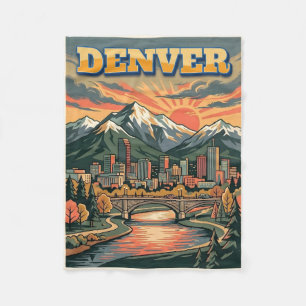 Couverture Polaire Paysage de Denver Colorado Voyage Vintage