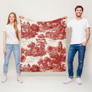Couverture Polaire Paysage de toile rouge vintage motif de la nature