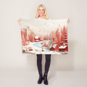 Couverture Polaire Paysage d'hiver scandinave 3D bébé