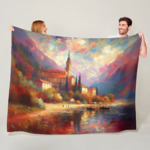 Couverture Polaire Paysage impressioniste Abstrait coloré européen
