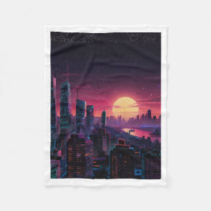 Couverture Polaire Paysage urbain Cyberpunk Vaporwave – Art de la lig