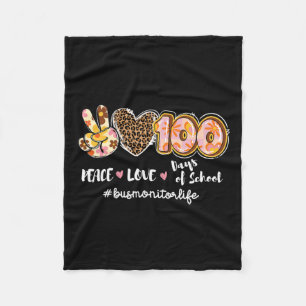Couverture Polaire Peace Love 100 Jours De L'École Léopard Bus Monite