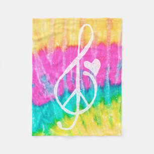 Couverture Polaire Peace Love and Music Note Tie Dye