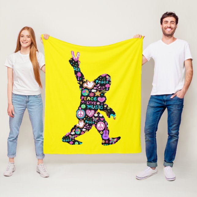 Couverture Polaire Peace Love Bigfoot Hippie Funny Bigfoot Lover (En situation)
