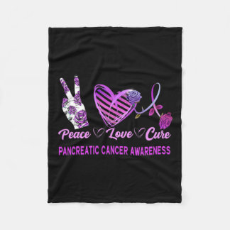 Couverture Polaire Peace Love Cure Pancréatic Cancer Sensibilisation 