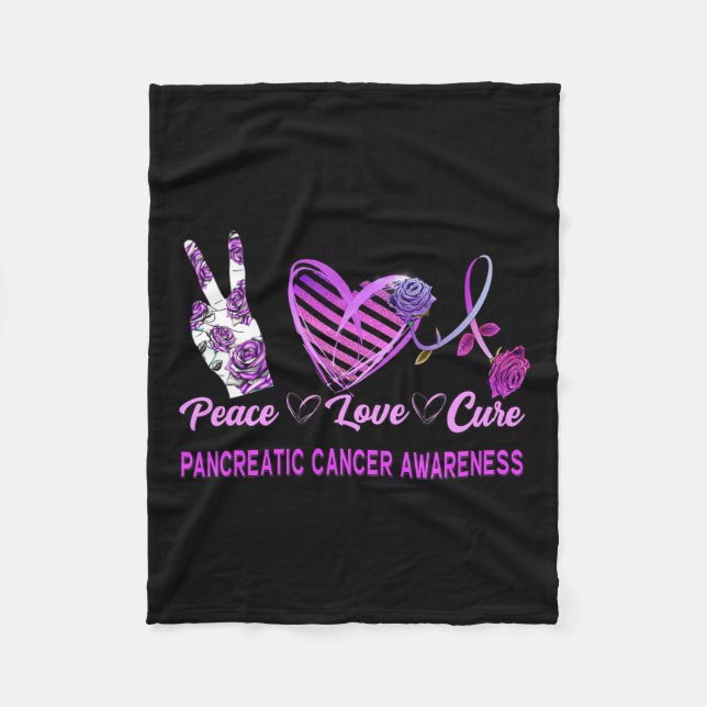 Couverture Polaire Peace Love Cure Pancréatic Cancer Sensibilisation  (Devant)