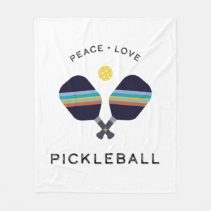 Couverture Polaire Peace Love et Pickleball Striped Paddles