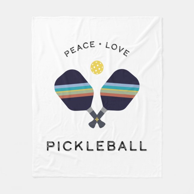 Couverture Polaire Peace Love et Pickleball Striped Paddles (Devant)