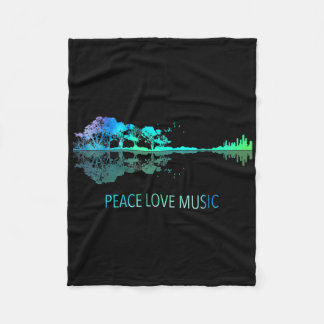 Couverture Polaire Peace Love Musique Guitar Lake Shadow Hippie Music