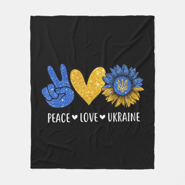 Couverture Polaire Peace Love Ukraine drapeau ukrainien Paix en Ukrai (Devant)