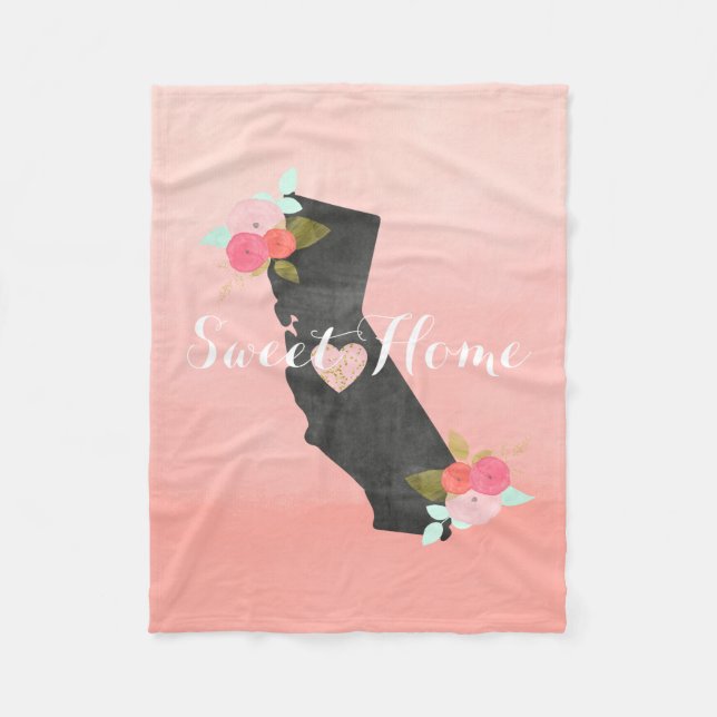 Couverture Polaire Peach Ombre California State & Moveable Heart (Devant)