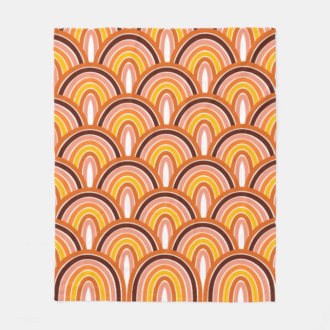 Couverture Polaire Peacht rose moderne esthétique Boho Rainbow Motif (Devant)
