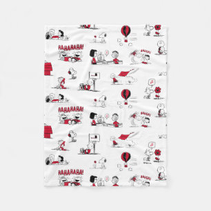 Couverture Polaire PEANUTS   Motif rouge et noir