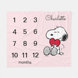 Couverture Polaire Peanuts Snoopy Étape Mensuelle Bébé Fleece Bla