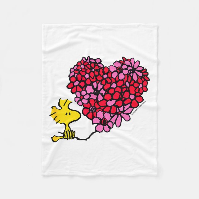 Couverture Polaire Peanuts - Valentines - Floral Heart  (Devant)