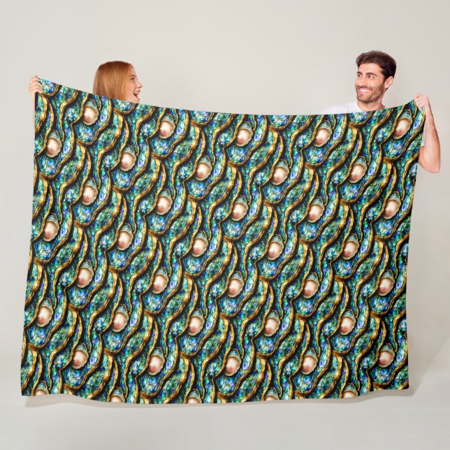 Couverture Polaire Pearl paua coque de plage nautique motif chic (En situation)