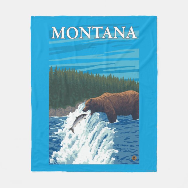 Couverture Polaire Pêche d'ours en rivière - Montana (Devant)