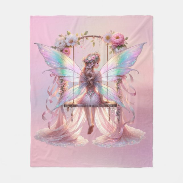 Couverture Polaire Peine rose douce Doux Swing Fée Princesse Filles (Devant)