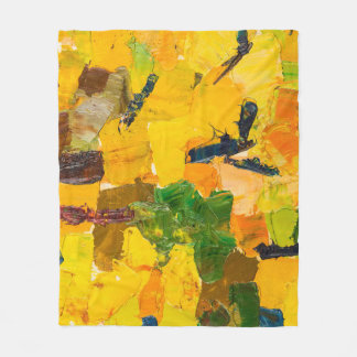 Couverture Polaire Peinture Abstraite à l'huile jaune