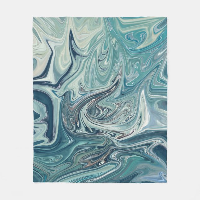 Couverture Polaire Peinture Abstraite de la mer Bleue (Devant)