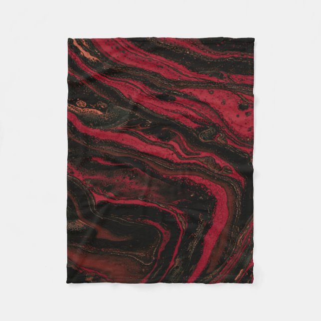 Couverture Polaire Peinture abstraite rouge et noire (Devant)