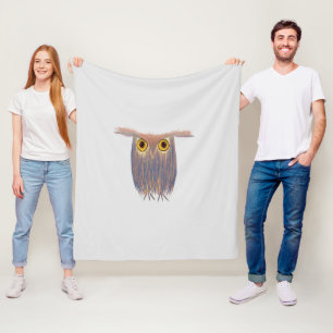 Couverture Polaire Peinture aquarelle de Chouette colorée