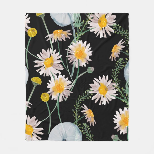 Couverture Polaire Peinture d'aquarelle motif transparent avec chamom (Devant)