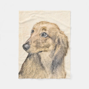 Couverture Polaire Peinture de Dachshund (Longhaïs) - Art original du