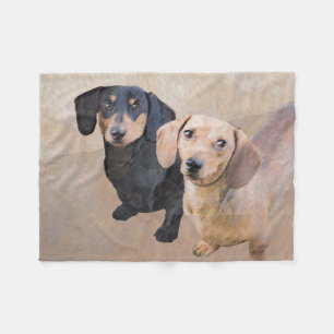 Couverture Polaire Peinture de Dachshund (Smooth) - Art original de c