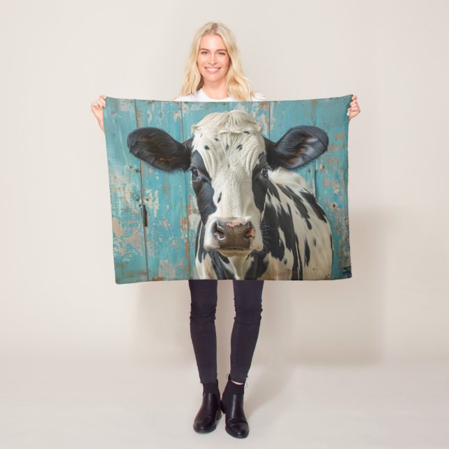 Couverture Polaire Peinture de la ferme de vache laitière de mignonne (En situation)