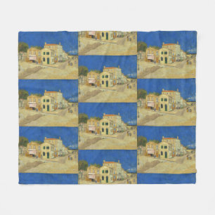 Couverture Polaire Peinture de la Maison Jaune sous un Ciel Bleu de V