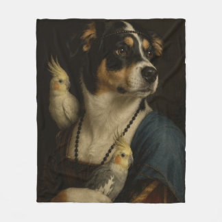 Couverture Polaire Peinture de la Renaissance drôle de chien et de co