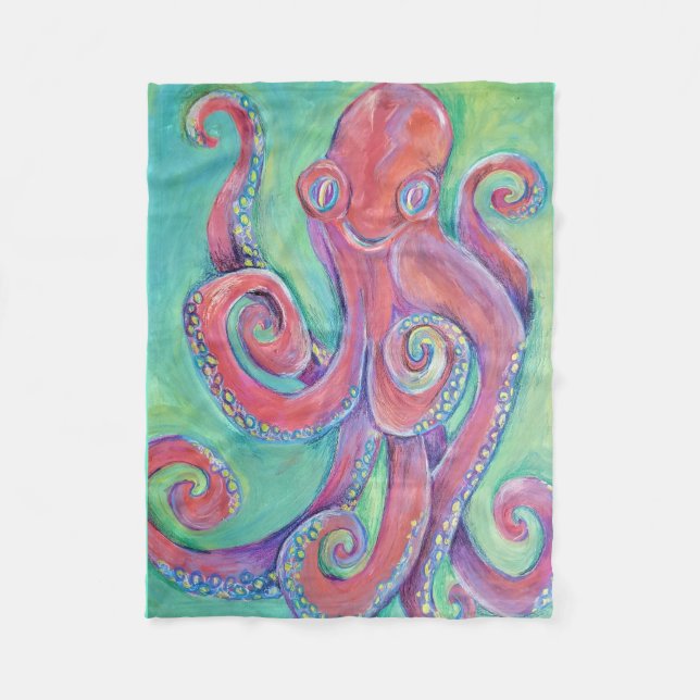 Couverture Polaire peinture de poulpe (Devant)