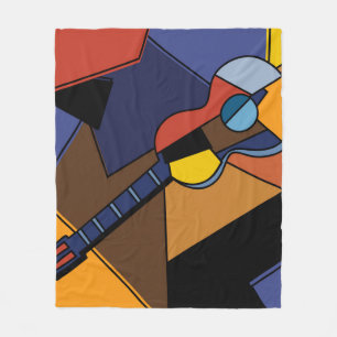 Couverture Polaire Peinture de surréalisme de guitare cubiste.