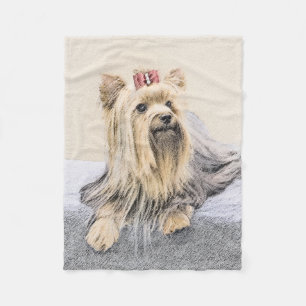 Couverture Polaire Peinture de Yorkshire Terrier - Jolie œuvre d'art 