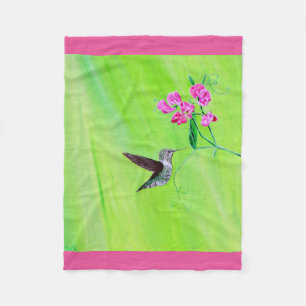 Couverture Polaire Peinture des colibris et des petits pois
