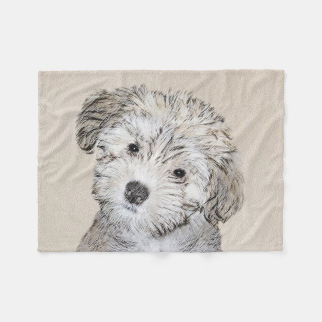 Couverture Polaire Peinture havanaise de chiot - Beau art original de (Devant (Horizontal))