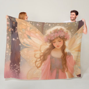 Couverture Polaire Peinture Imaginaire Fée Rose Cute