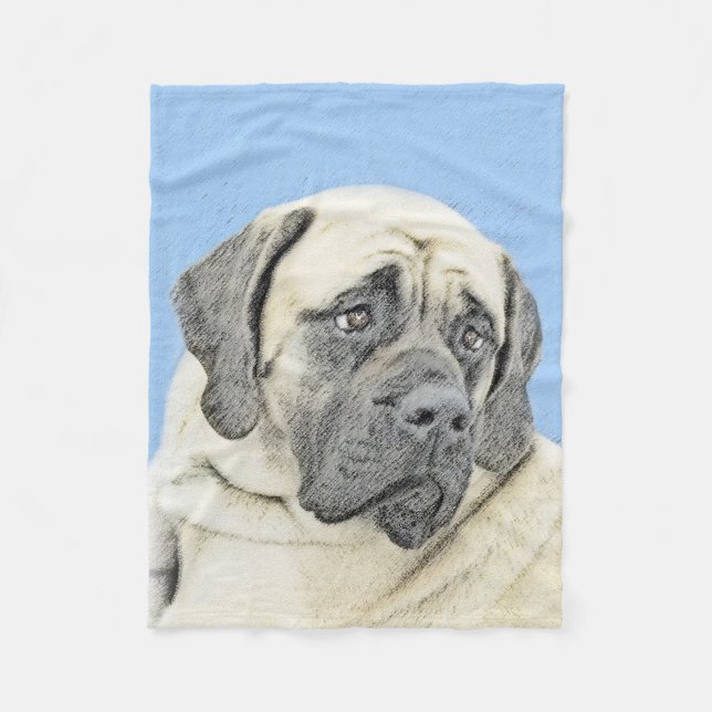 Couverture Polaire Peinture mastiff anglaise (Fawn) - Art original de (Devant)