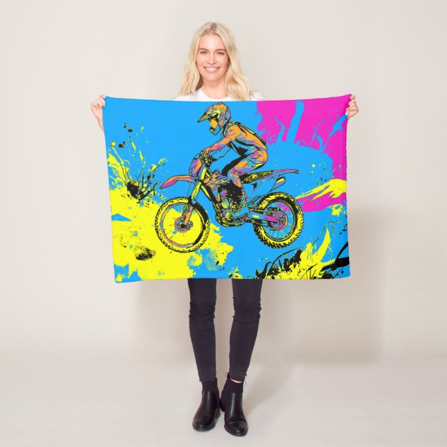 Couverture Polaire Peinture - Motocross Rider (En situation)