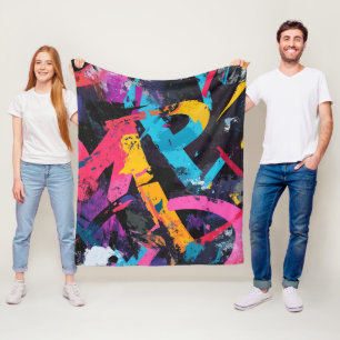 Couverture Polaire Peinture Murale de Rue avec Coulures Superposées e
