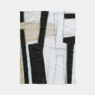 Couverture Polaire Peinture noire et blanche abstraite