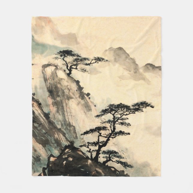 Couverture Polaire peinture paysage chinois.chinois, peinture, japona (Devant)