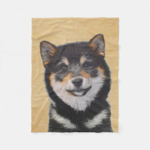 Couverture Polaire Peinture Shiba Inu (Noir et Tan) - Art Chien