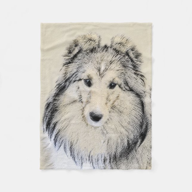 Couverture Polaire Peinture sur chien de Shetland - Belle art origina (Devant)