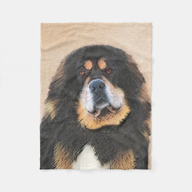 Couverture Polaire Peinture Tibétaine Mastiff - Joli art original chi (Devant)