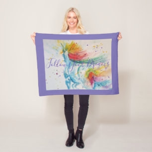 Couverture Polaire Peinture Unicorn Suivez Vos Rêves Blanche Toison